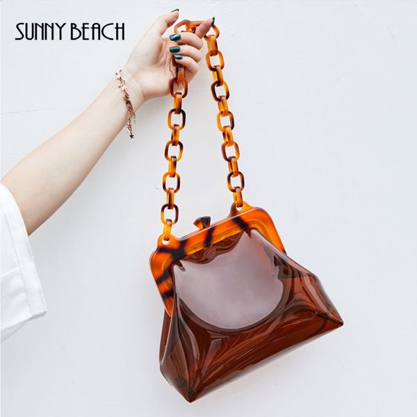 

sunny beach acrylic luxury crossbody bag women see through makeup clutches female bag clear girl small mini messenger handbag
