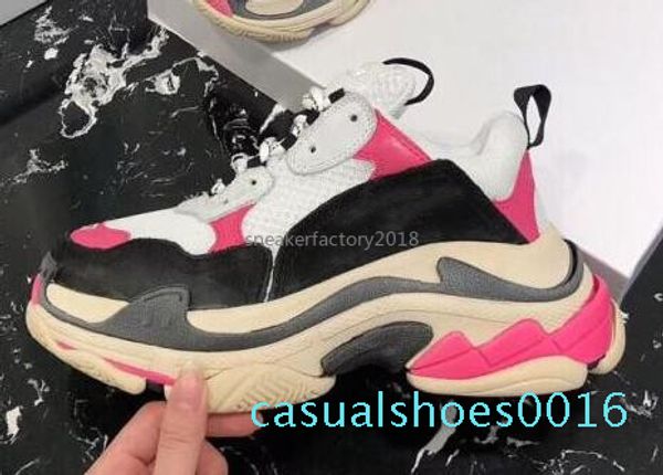 

2020 beige retro luxury designer casual shoes womens mens sneakers trainers for old dad triple s party chaussures de sport platform shoe c16, Black