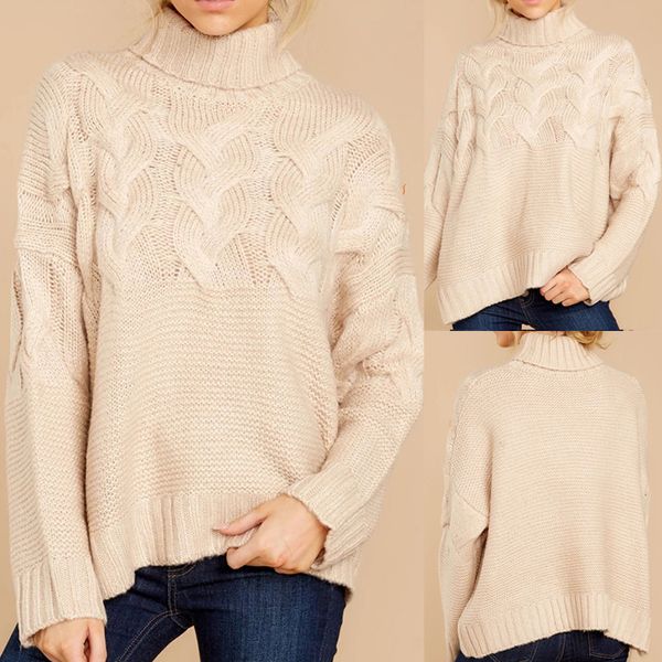

new women sweaters plus size pullovers winter lady pullover knitted solid color long sleeve turtleneck sweater y801, White;black