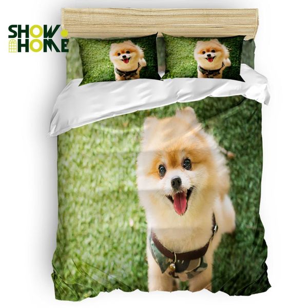 

showhome duvet cover set yellow beauty dog duvet cover 4 piece bedding set