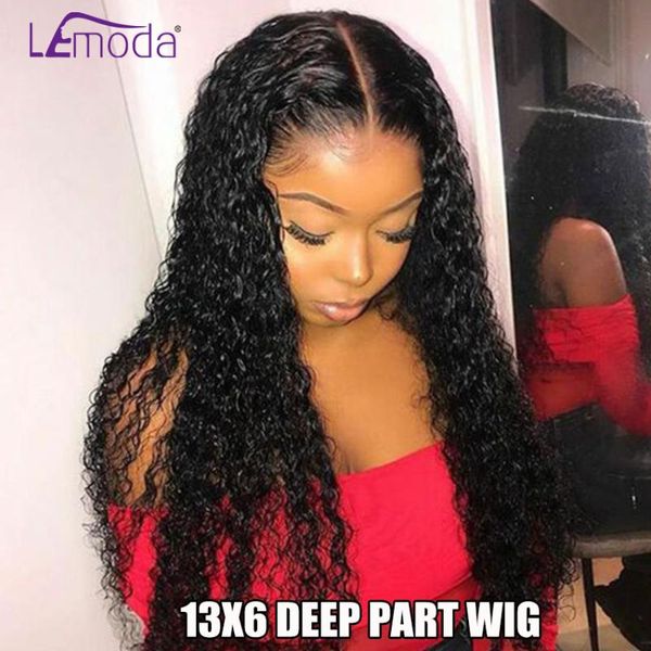 

lemoda peruvian curly lace front human hair wigs pre plucked 13x6 transparent hd lace frontal wigs lemoda remy hair, Black;brown