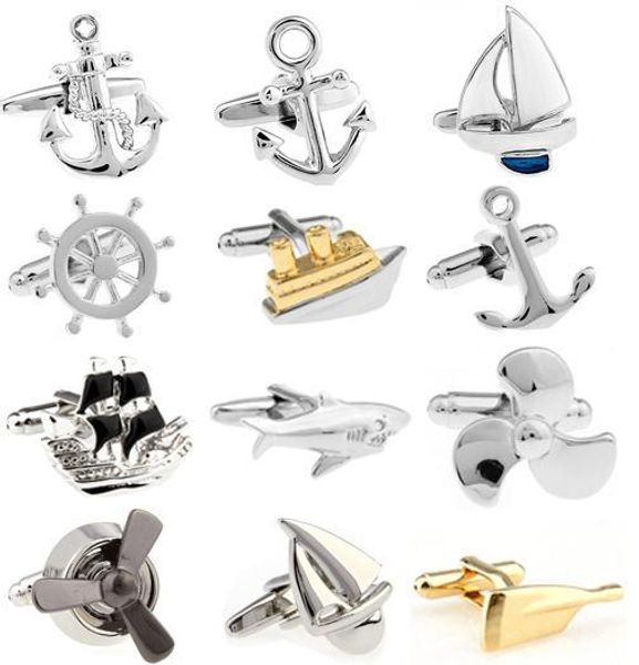 

promotion fashion cufflinks silver color fashion anchor design copper material ing, Silver;golden