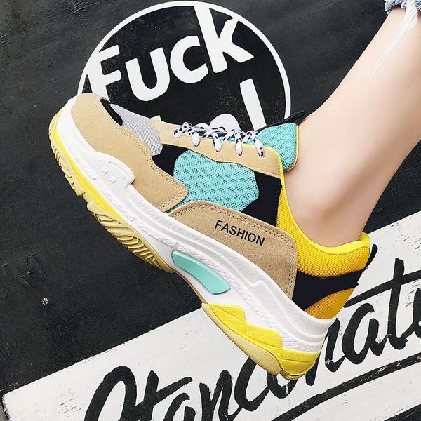 

2018 spring new women's sneakers casual shoes platform students trend women's shoes wear tide flat mesh air flat, Black