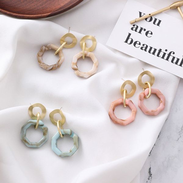 

silver925 2020colorful irregular acetic acid round earrings candy color acetate resin small cute hoop earrings statement jewelry, Silver