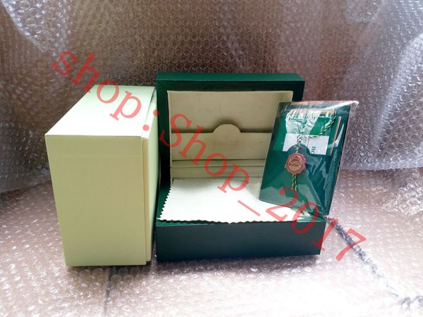 

Luxury new tyle brand green watch original wood box paper gift watche boxe leather bag card for rolex box 116600 watch box
