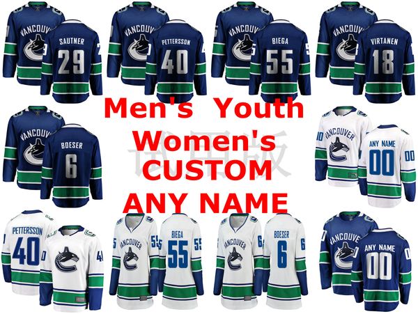 

vancouver canucks jerseys elias pettersson jersey ashton sautner alex biega jake virtanen brock boeser ice hockey jerseys custom stitched, Black;red