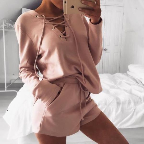 

женщины s одежда 2 piece set женщин 2pcs сыпучего узелок tracksuit толстовки вверх и наборы wear для женщин suit двухкусочного костюма, Gray