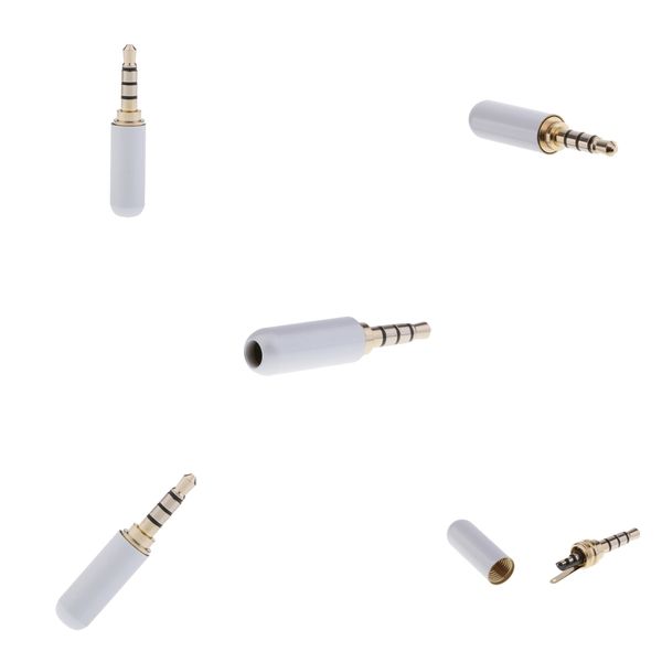 

5x 3.5mm 1/8'' trrs 4 pole male plug a/v solder connector white