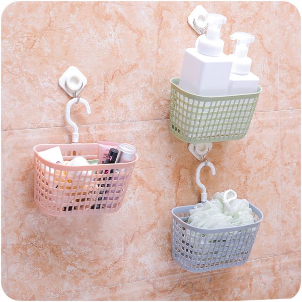 

the new hook bath basket fashion hollow plastic bathroom shower basket household multi-function receive in the kitchen