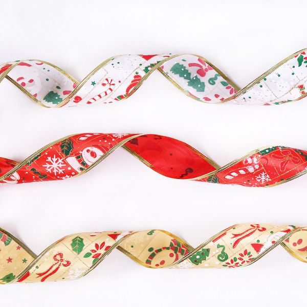 

1 roll 10m long christmas ribbon santa claus snowman pattern christmas tree garland decoration multicolor ribbon st30