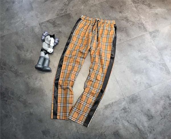 

straight pants comfortable elastic waist drawstring long pants street fashion trousers loose casual pants women classic plaid, Black;white
