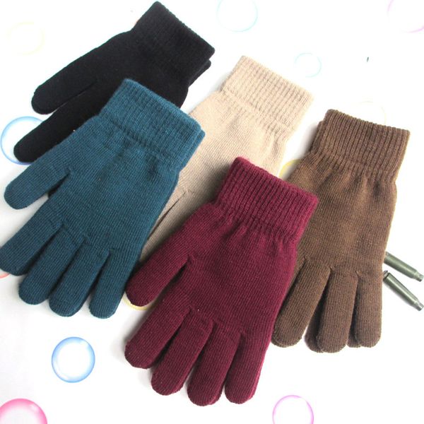 

thicken warm winter gloves elastic knitting full finger glove solid color man lady glove outdoor mountain bike gloves mittens dbc vt0888