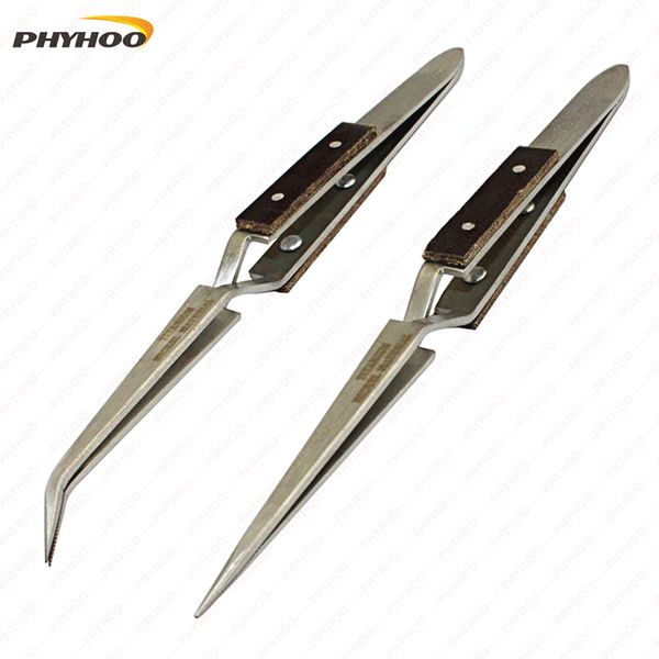 

jewelry straight curved tip selflock tweezer cross locking jeweler jewelry making tool 165mm