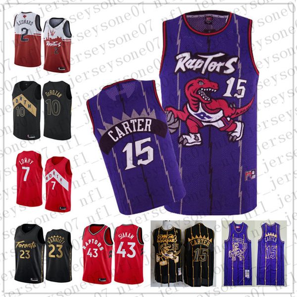 

men's toronto raptors mcgrady 2 kawhi leonard 7 lowry 15 vince carter purple throwback basketball edition jersey, Black