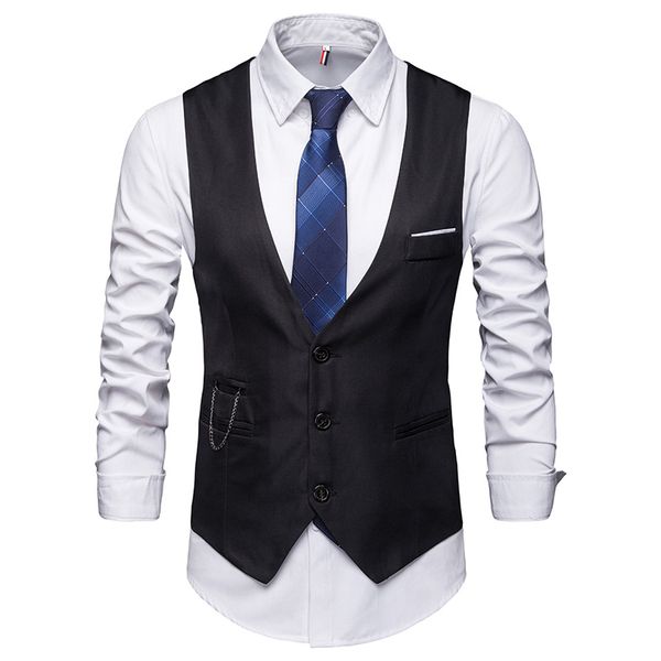 

business vest waistcoat men asia size s - 5xl mens vests casual slim design vest men, Black;white