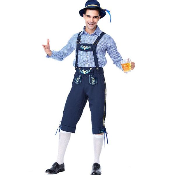

deluxe mens superb oktoberfest beer man costume cosplay, Black;red