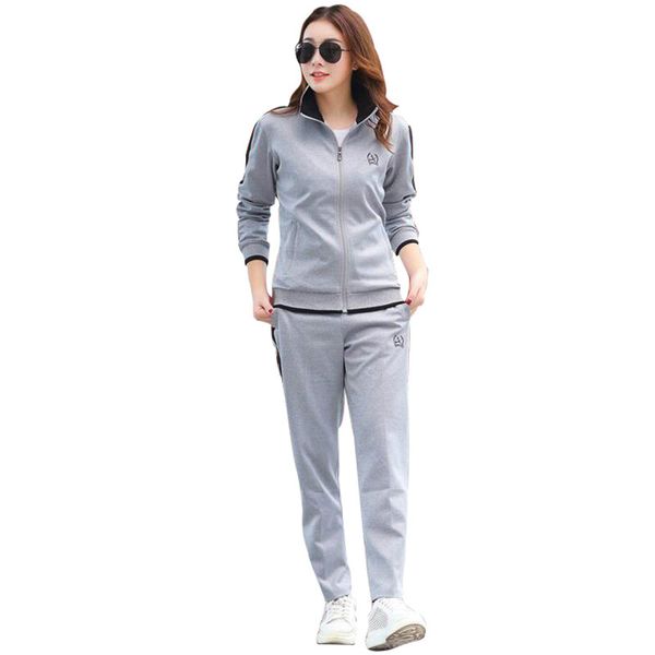 

2019 new sportswear women 2 piece set casual woman sporting suits zipper hoodies + pants sets female tracksuits 5xl, White