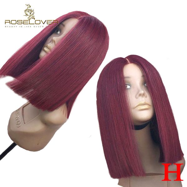 

99j 13*6 lace front human hair wigs colored human hair wigs deep part burgundy straight short bob lace front brazilian remy, Black;brown