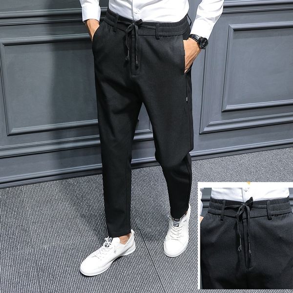 

nice products youth men new fashion autumn winter trousers solid business casual long pant fashion man wo, Black