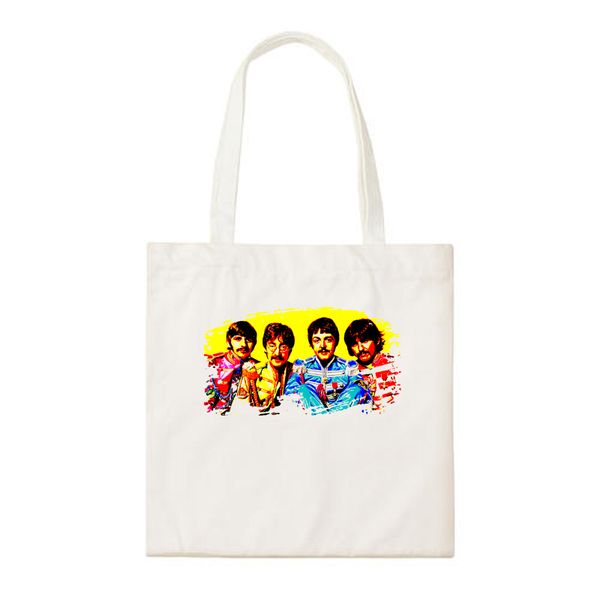 

old rock n roll band hippies print daily canvas shopping bag handbags school bags