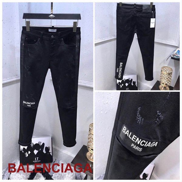 

20ss mens designer jeans pattern fashion side stripe stretch jeans skinny spliced ripped stree denim pants us size, Blue