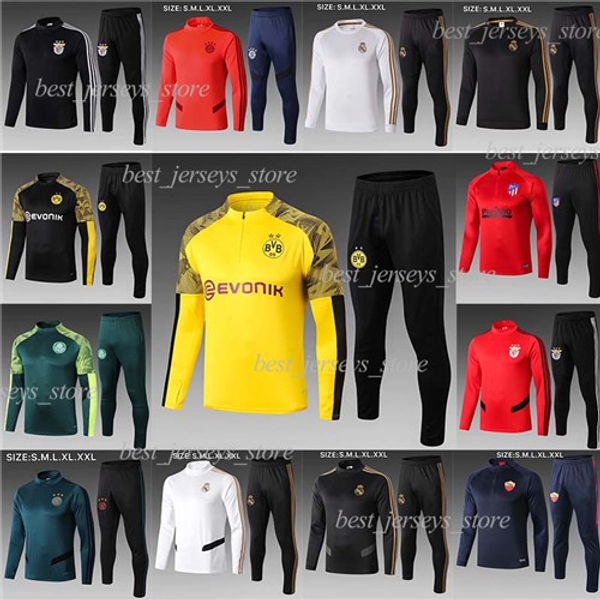 

19 20 joão félix atletico de madrid soccer sets hazard gotze reus tracksuits long sleeve half zipper football jacket sportswear jerseys, Black