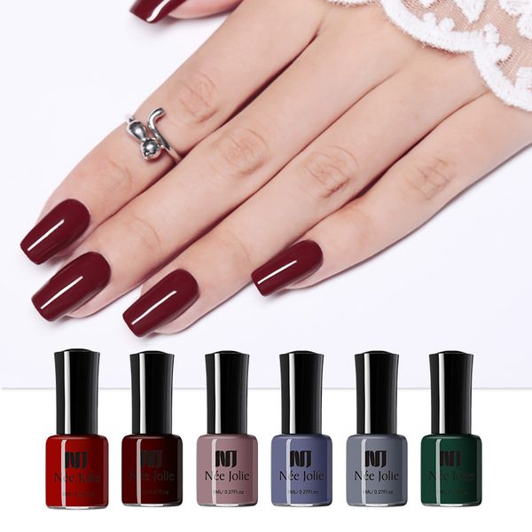 

nee jolie 8ml solid nail polish green black polish long lasting nail art varnish