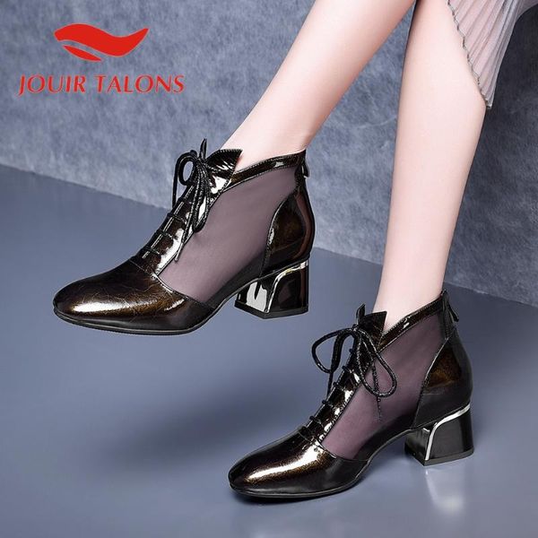 

jouir talons genuine leather women pumps square heel square toe platform summer casual women shoes, Black