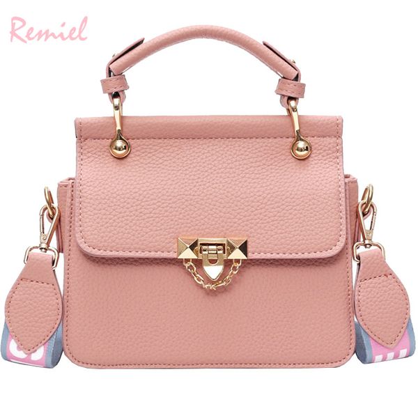 

fashion new handbags 2018 quality pu leather women bag letter wide shoulder strap big tote bag chain lock shoulder messenger