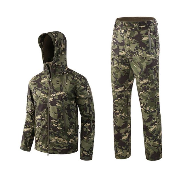 

outdoor waterproof jackets suit tad v4 softshell tactical hunting outfit thermal clothes hiking breath sport jacket and pants, Blue;black