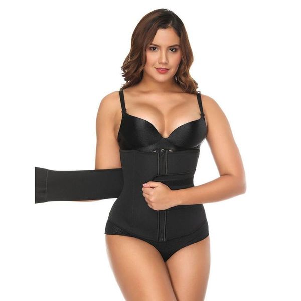 

double waist belt pressure abdomen plus size women shaper tummy waist trainer body slimming shapewear corset lb40118, Black;white