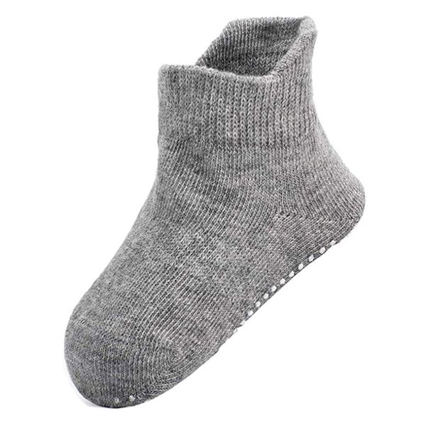 

toddlers little kids baby infants ankle socks anti-slip dots soles cotton spandex, Black