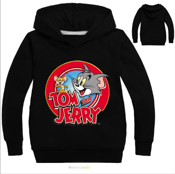 

new autumn cartoon cat boys girls casual sweatshirt kids hoodies long sleeve sweatshirt children clothes, Black