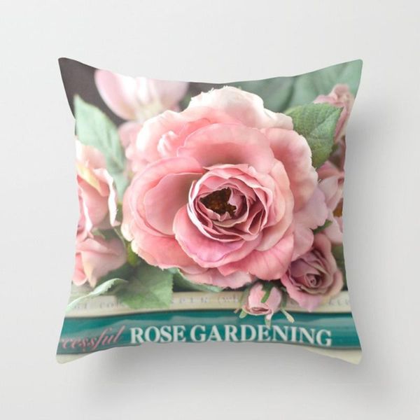 

rose flowers fiber peach throw pillow case sofa bed car cushion cover display