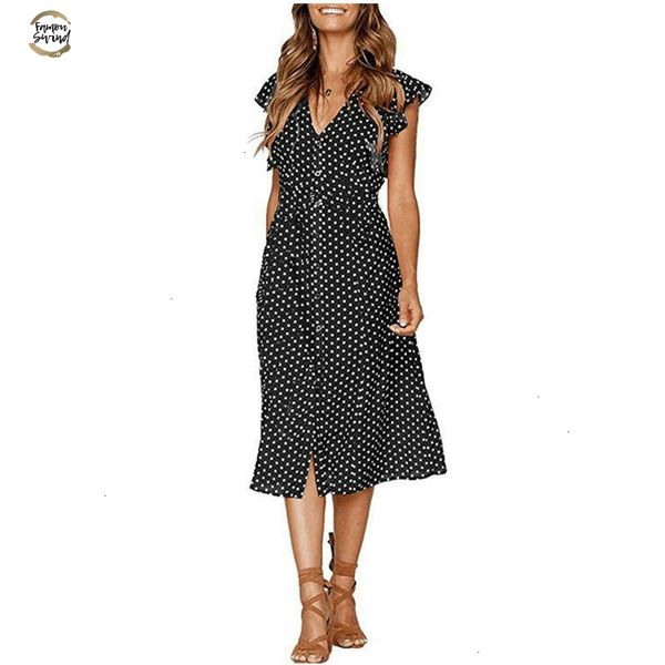 

polka dot dress for women office midi dress 80s 2019 vintage cute a-line dress red blue ruffle sleeve, Black;gray