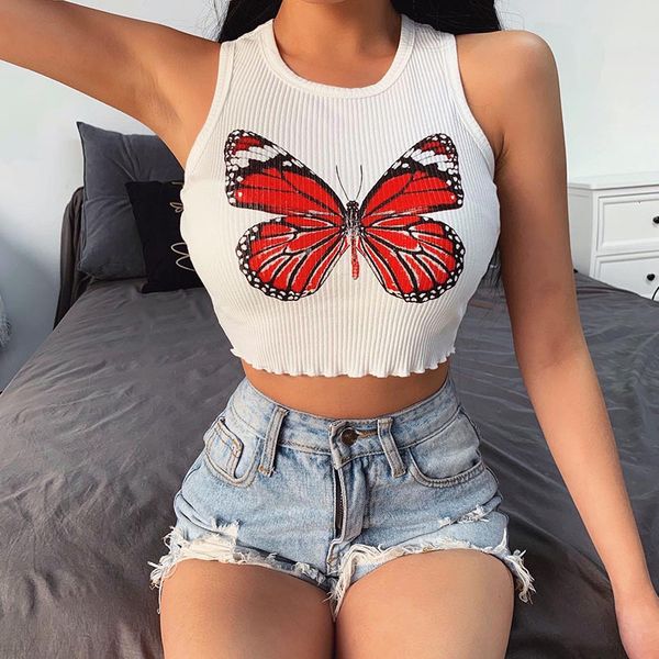 

camisole 2020 women's butterfly printed female, White