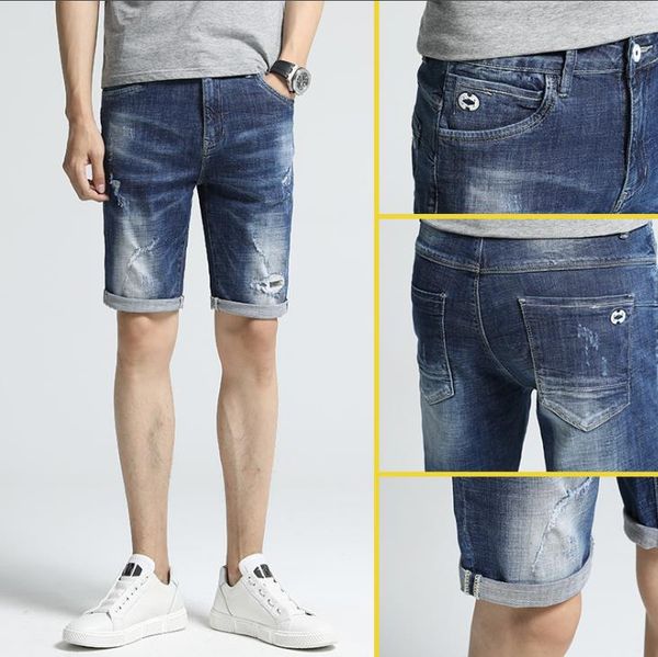 

2020 mens luxury designer short pants casual knee length slim shorts summer hole jeans male clothing, White;black