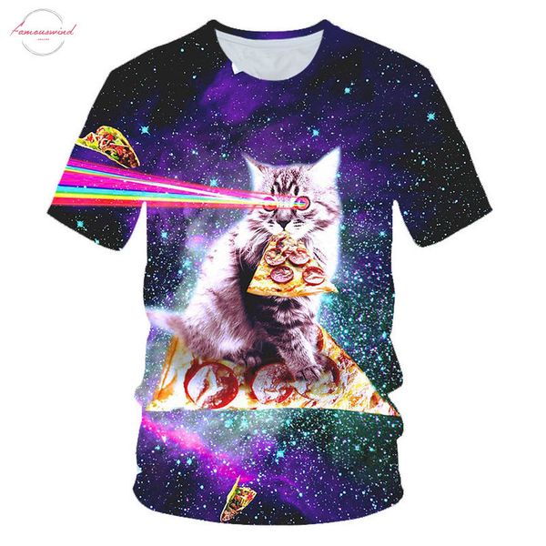 

2019 new galaxy space 3d t shirt lovely kitten cat eat taco pizza funny tee short sleeve summer, White