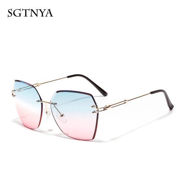 

2019 ladies sunglasses brand borderless sunglasses retro polygon metal glasses, White;black
