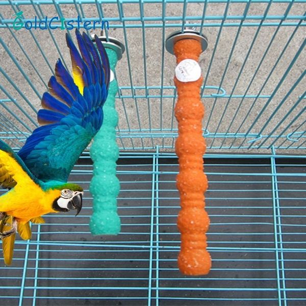 

parrot frosted standing rod teether rod bird toys colorful pet bird cage stand platform parrot grinding claw random color