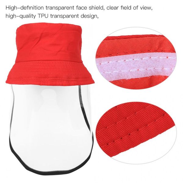 

children protective fishermen hat sun protection cycling cap with removable high-definition transparent face shield folding hat, Black