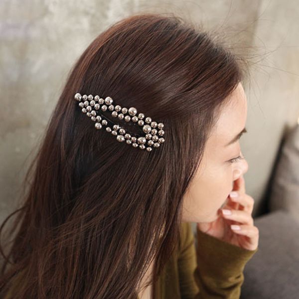 Fashion Girl Gold And Sliver Pearl Hair Clip Lady Diamond Hairpins