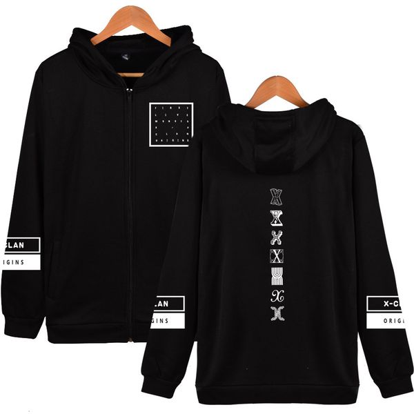 

monsta answer x shirt source of aid zipper even hat guard grab velvet male loose coat t shirts, Black