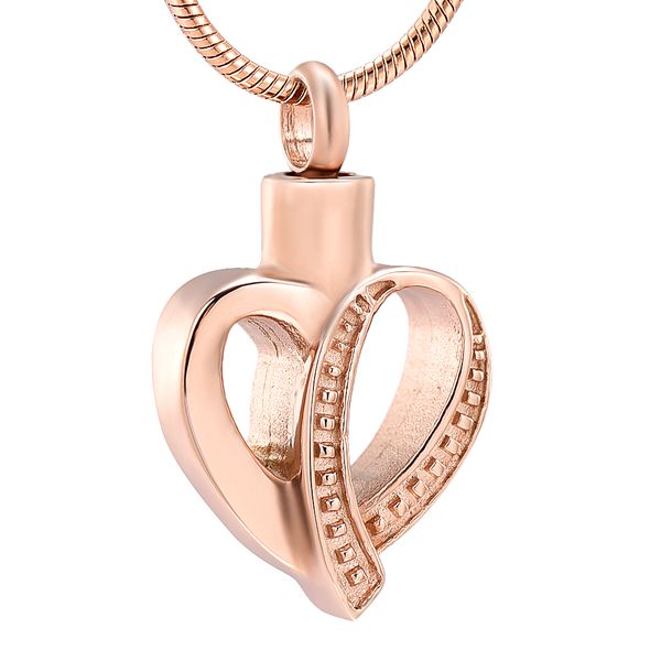 

ijd12448 rose gold memorial urn locket hold pet/ human ashes eternal love stainless steel cremation jewelry pendant, Silver