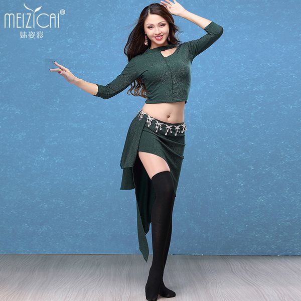 

belly dance costume belly dancing skirt 2pcs suits for woman dance wear 4 colours m, l s1085+q3165, Black;red