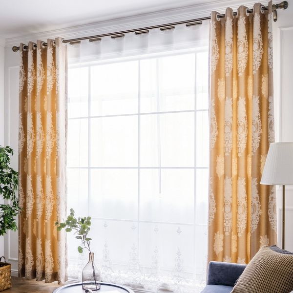 

european high precision jacquard curry shading curtains for living dining room bedroom