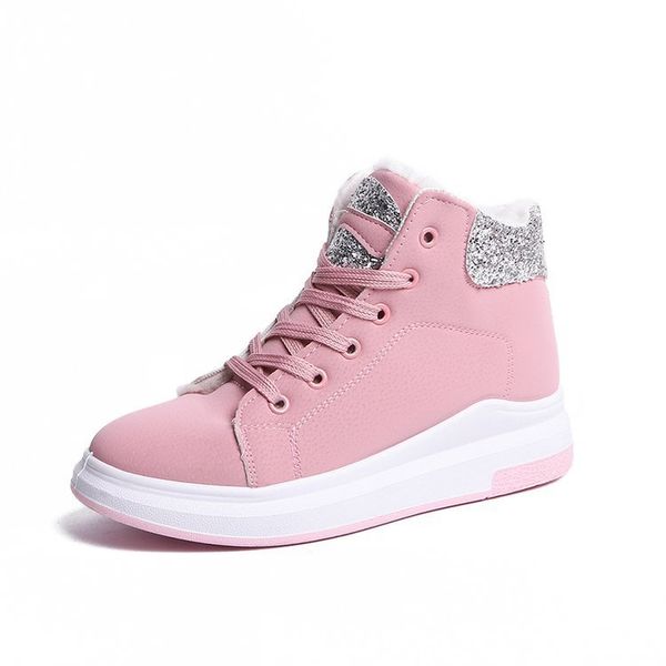 

women shoes winter warm platform woman snow boots plush female casual sneakers faux suede leather female snowboots warm shoes, Black