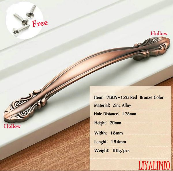 2019 7607 128 Red Copper Door Handles Wardrobe Drawer Pulls