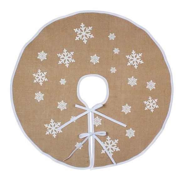 

48inch snowflakes christmas tree skirt retro style beige xmas tree skirts with white liner merry christmas decorations for home