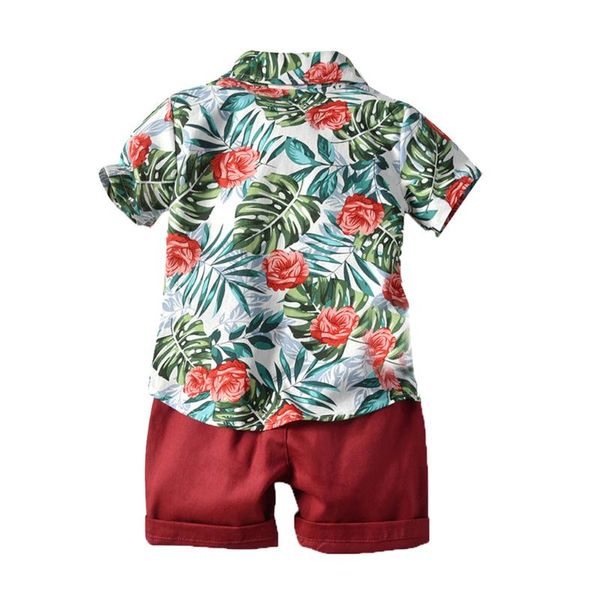

summer toddler baby boy short sleeve bow tie gentleman leaf t-shirt +shorts outfits cotton clothing fashion children 2020 c#, White